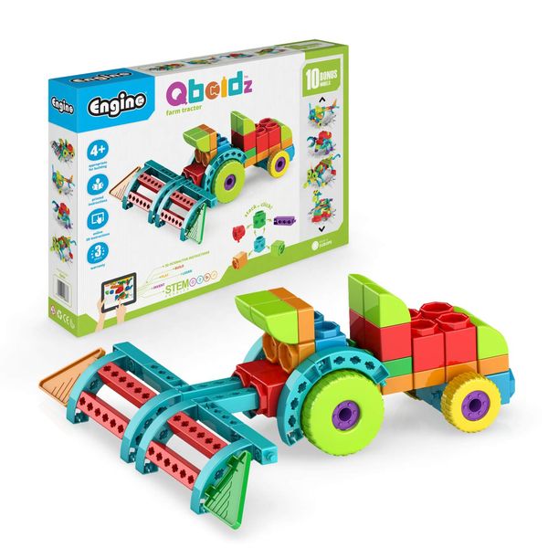 Engino QBOIDZ Harvest Hero Farm Tractor Building Blocks Toy for Ages 4+, Includes 10 Bonus Models