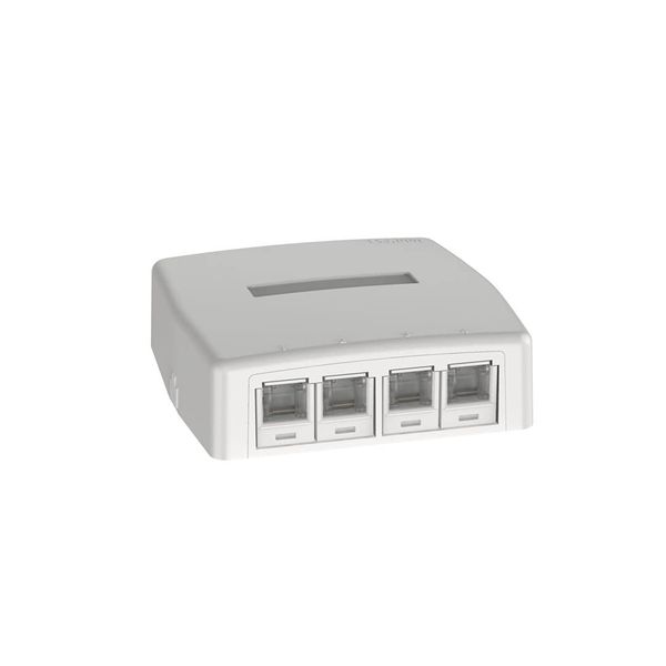 Panduit JOQ4H6A00 Cat6A Rosette Box Kit with Shutters, 4 White