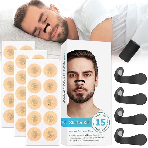 HOVCEH Anti Snoring Nasal Strips, Magnetic Nasal Strips, Breathing Nasal Strip, Nasal Sleep Aid Strips, Long-Lasting Anti-Snoring Equipment for Car, Travel, Home, and Business Trip (White)