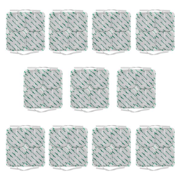 PHYTOP Tens Machine Electrode Pads 44 Pcs with Self Adhesive & Durable, Square Tens Pads Replacement for TENS EMS Units & Muscle Stimulator