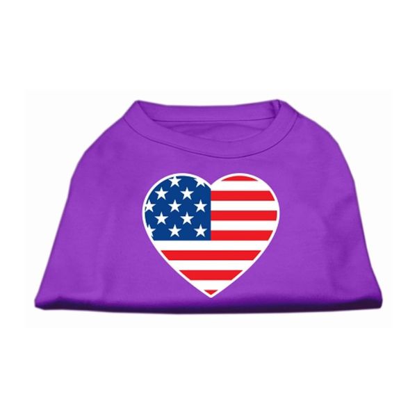 Mirage American Flag Heart Screen Print Shirt, X-Small, Purple