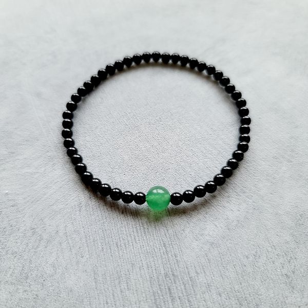 Peace of Mind Aventurine Onyx Natural Gemstone Bead Bracelet