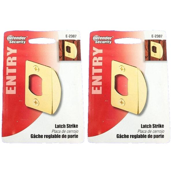 Prime Line E2307 Deadlatch Door Strike 2-1/4'' x 1-7/16'' Steel Brass Plated 2PK