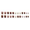 24PCS Coffee Color Nails Milk Cow Print Nail Tips For Taking Photos, Weddings, Coming-of-Age Ceremonies, Parties, After-Parties, False Nails, Fake Nails