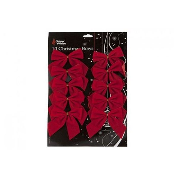 Small Red Velvet Bows Christmas Tree/Home Decorations 10 Pack