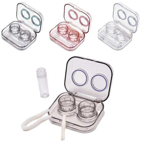 Contact Lens Case, Mini Contact Storage Case, Set of 4, Cute, Contact Case, Hard Control, Soft Control, Lightweight, Plastic, Leak Resistant Design, Convenient to Carry, For Outings, Travel, Everyday