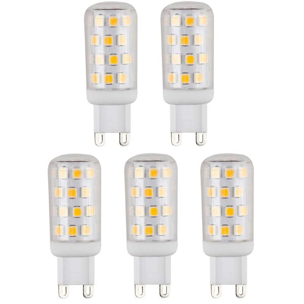 CBconcept UL Listed G9 LED Light Bulb, 5 Pack, 3 Watt, 310 Lumens,Not Dimmable, Warm White 3000K, 360 degree Beam Angle, 120 Volt, 40W Equivalent JCD Halogen G9 Replacement Patented Designed