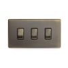 Soho Lighting Antique Brass 3 Gang Light Switch Double Plate Screwless