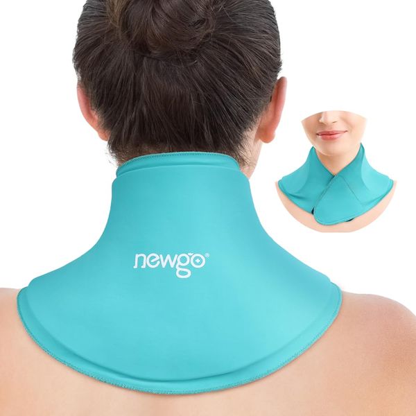 NEWGO Neck Ice Pack Wrap Reusable Gel Ice Pack for Neck & Cervical Pain Relief, Cold Compress Therapy for Injuries, Swelling, Bruises, Sprains, Inflammation and Cervical Surgery Recovery (Green)