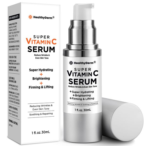 Super Vitamin C Serum for Women Over 70: Vitamin C, Hyaluronic Acid, Vitamin E, Caffeine, Hydrating, Lifting, Face Wrinkle & Age Spots Reduction