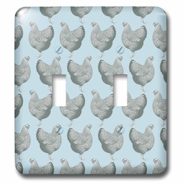 3dRose lsp_219333_2 " Speckled Hen Wallpaper Pattern in Powder Blue Double Toggle Switch, Multicolor