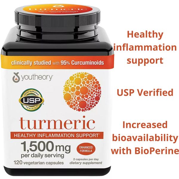 Youtheory Tumeric Enhanced 1500mg 120 vegetarian capsules