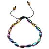 PURPLE WHALE Iridescent Hematite Twisted Beaded Bracelet for Women, Men | Handmade Macrame Style Adjustable Bracelet for Good Luck, Protection (Multi-color)