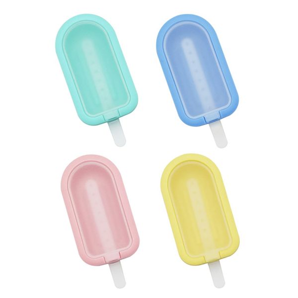 SHUBEIEUMI 4 Pieces Ice Cream Moulds with Sticks, Reusable Silicone Ice Lolly Molds, Mini Ice Cream Maker with Non-Spill Lid, BPA Free Popsicle Molds Set, DIY Homemade Dessert Mould