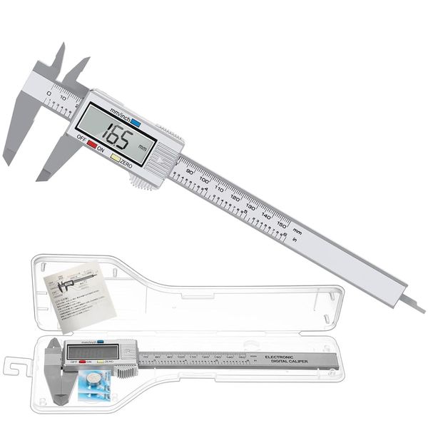 Peetoko Digital Calipers, External Diameter/Inner Diameter/Step/Depth Measurement, LCD Display, High Accuracy, 0.004 - 5.9 inches (0.1 - 150 mm), Zero Reset, Hold Function, Vernier Caliper Compact,