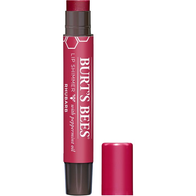 Burt's Bees 100% Natural Moisturizing Lip Shimmer, Rhubarb - 1 Tube