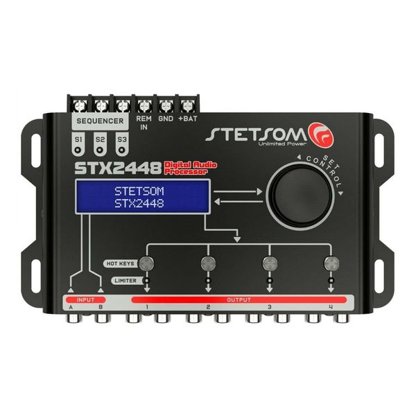 Stetsom STX 2448 DSP PRO - Digital Signal Processor, DSP PRO, Equalizer, High Precision Crossover, Filters, Limiter, Digital Audio Processor 2.4, 2 inputs & 4 outputs