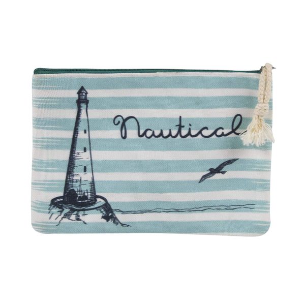 Vinsani Cotton Polyester Makeup Bag Cosmetic Pouch Portable Toiletry Bag Organizer Pencil Case for Travel School Office Festival Birthday - Nautical