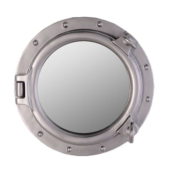 Porthole Mirror 12" Silver Finish Nautical Round Wall Mount Port Hole Hanging