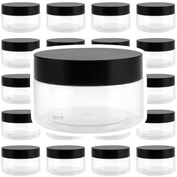 JOIKIT 24 Pack 100ml Clear Plastic Jars with Lids, Wide Mouth Plastic Storage Container Jars with Lids for DIY Arts Crafts, Beads, Spices, Nuts