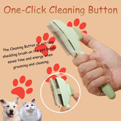 KixMalkinly 2PCS Flea Comb for Cats Dogs Brush,New StainlessSteel Pet Hair Removal Combwith Release Button,Self-Cleaning Cat Comb, Grooming Brush for Shedding & Stress Relief(Yellow+Green)