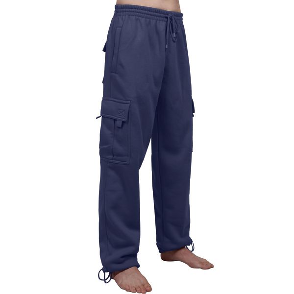 NE PEOPLE Men’s Cargo Pants – Lightweight Comfy Jogger Sweatpants Fleece Elastic Waistband Workout Casual Active Sports NEMP17 Navy 2XL