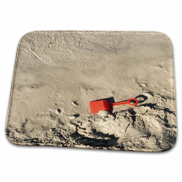 3dRose Red children toy shovel on a wet beach sand - Dish Drying Mats (ddm-271932-1)