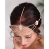 IYOU Crystal Bridal Head Chain Silver Layered Bride Headpiece Tassel Rhinestone Headband Hair Piece Festival Wedding Hair Accessories for Women (Gold)