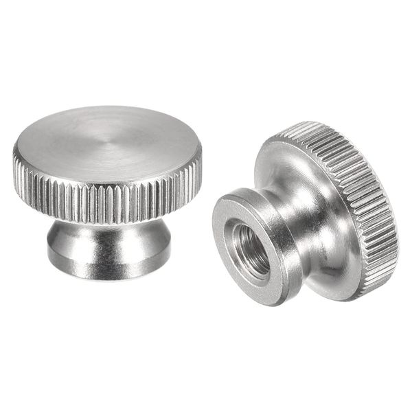 sourcing map Knurled Thumb Nuts, 2pcs M8 x D24mm x H16mm 304 Stainless Steel Knurled Nut with Collar High Head Blind Hole Knurled Thumb Nuts for 3D Printer Parts