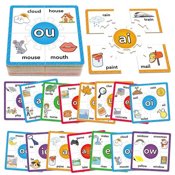 Torlam Phonics Puzzle, Rhyming Games Phonics Games Flash Cards for Kids Toddler, Learn to Read Spelling Reading Sight Words, Long Vowel Silent E Site Words for Preschool Kindergarten Homeschool