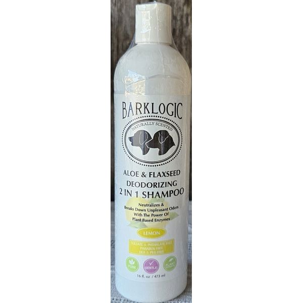 BarkLogic Aloe & Flaxseed Deodorizing Shampoo, Lemon Peel Essential Oil 16 Oz.