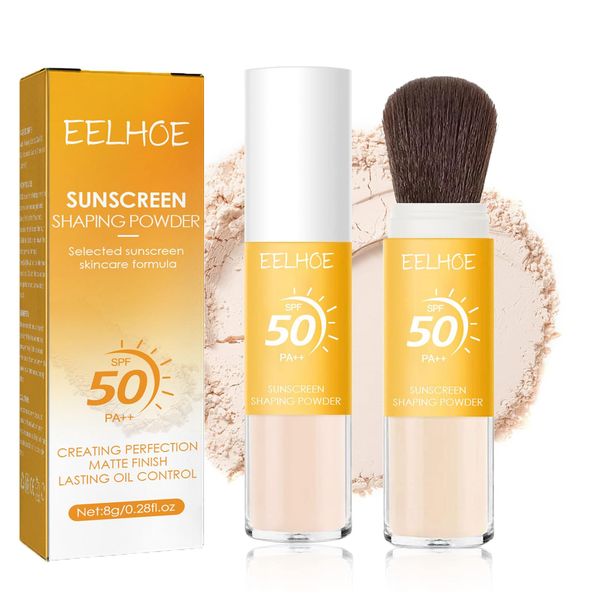 Sitovely Natürlich Sonnenschutz Fixierpulver, Mineral Sunscreen Setting Powder, Matte Finish Öl Kontrolle Loose Face Powder, SPF 50, Durchscheinend Lightweight Sun Protection Powder (1PCS, M)