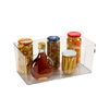 Simplify Rectangular Open Front Organizer Bin | Refrigerator Storage | Multi-Purpose | Handles | Bathroom | Desk | Cosmetics | Clear