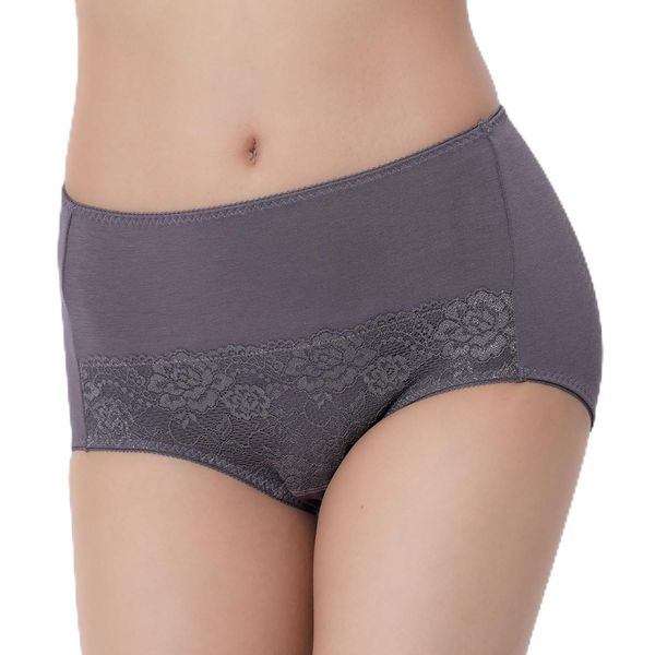 Fukusuke Women's Underwear ESTHE SUPORT (Beauty Support) Butt Shaping Panties, Standard Type, Plain, Partial Lace Panties, Fukusuke, charcoal gray