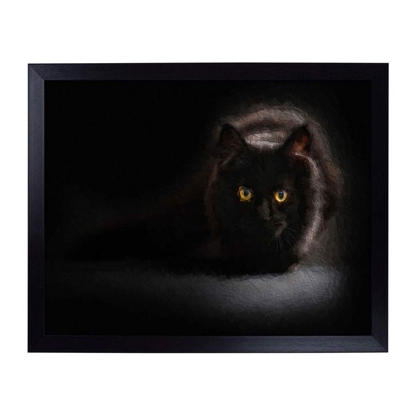 Big Box Art Lap Tray with Cushion | Black Cat with Yellow Eyes | Padded Bean Bag Cushion | For Eating, Working, Crafting, Laptop | Portable Table Desk