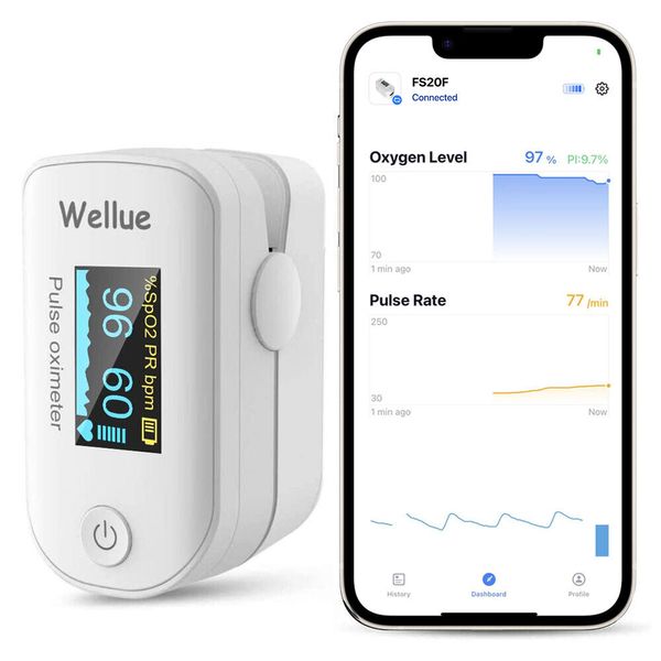 Finger Pulse Oximeter Blood Oxygen Monitor Heart Rate Monitor Bluetooth free APP