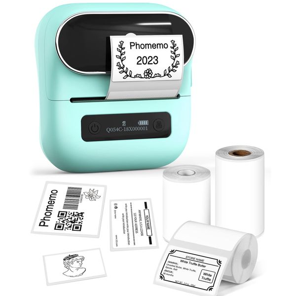 Phomemo Label Maker, M220 Portable Label Maker, Bluetooth Wireless Inkless Label Printer, 3 Inch Barcode Printer, Great for Home, School & Office, Compatible with Phone, PC, with 3 Label