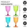 Party Essentials Hard Plastic Two Piece 5-1/2-Ounce Wine Glasses, Assorted Neon, 20 Count