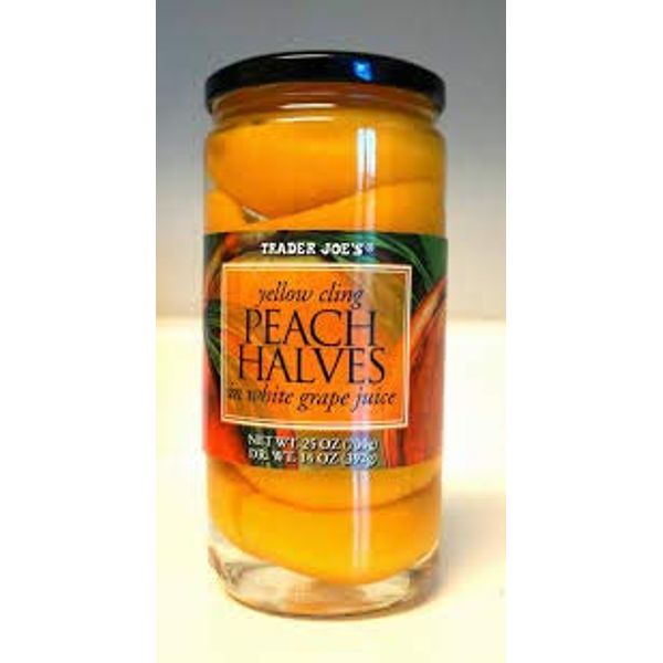 Trader Joes Yellow Cling Peach Halves in White Grape Juice 25 oz (Case of 3)