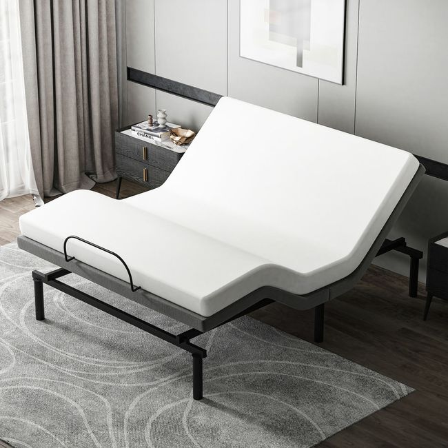 Adjustable Frame Queen Zero Gravity Powered Bed Base w/ Remote, Incline, Grey EveryMarket