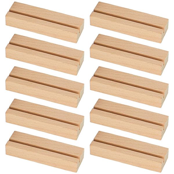 Greyoe Place Card Holders, Table Number Holders Wooden, 10 Pcs Place Card Holder Simple Wooden Card Holder for Wedding Table Name Number, Pictures, Memos, Notes, Photos