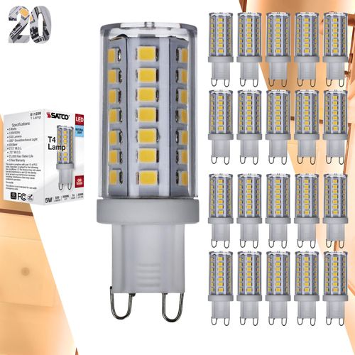 Satco S11239 5W/LED/G9/850/CL/120V/DIM – 5 Watt G9 LED Bulb; Clear Finish; 5000K Natural Light; T4 Shape; 120 Volt; 40W Equivalent; Dimmable (20 Pack)