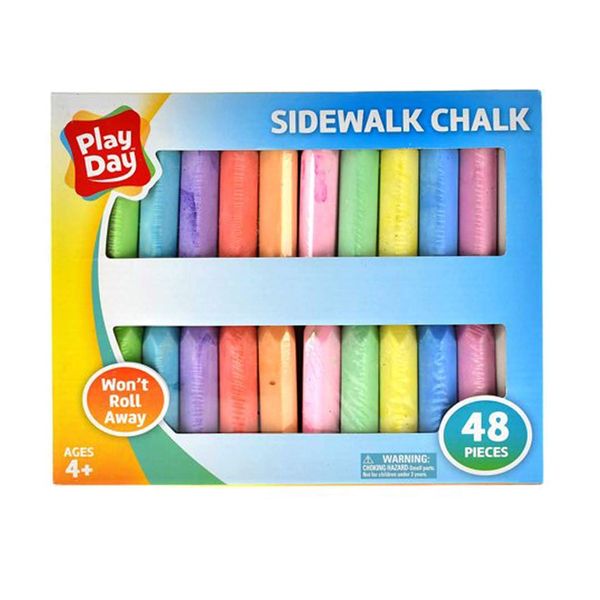 Play Day 48-Piece Won't Roll Away Sidewalk Chalk