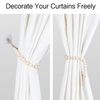 2 Pieces Wood Bead Curtain Tieback Boho Curtain Tiebacks Curtain Holdbacks for Wall Curtain Ties Window Treatment Drape Tie Back with Hooks for Bedroom Wall Dining Decoration (Wood Color,2)