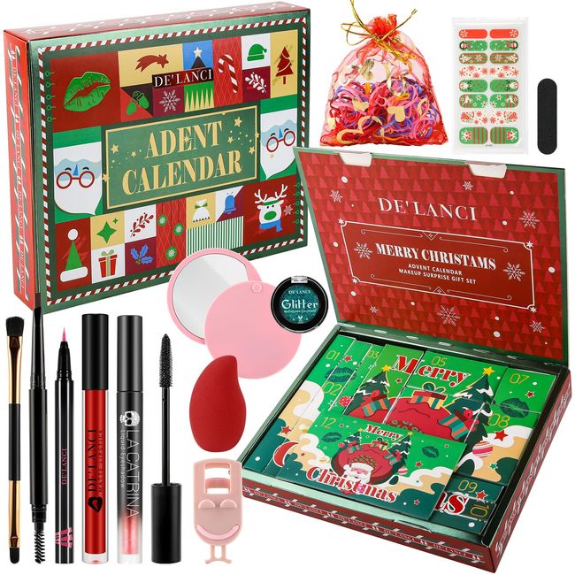 DE'LANCI Make Up Set Beauty Advent Calendar 2023|Advent Calendar Beauty|Christmas Beauty Box for Teenagers Girls Adult|12 Days of Christmas Countdown Calendar Surprise Gifts