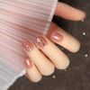 24pcs Pearl Decoration Dyed Design Reddish Brown Cute Japanese Dress False Claws