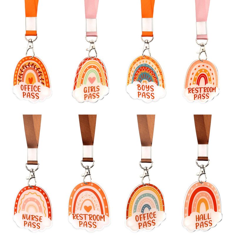 CORNER LACE 8Packs Boho Acrylic Hall Pass Lanyards Set, Unbreakable ...