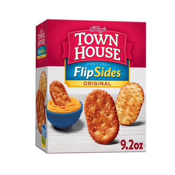 Town House FlipSides Oven Baked Crackers, Lunch Snacks, Snack Crackers, Original, 9.2oz Box (1 Box)