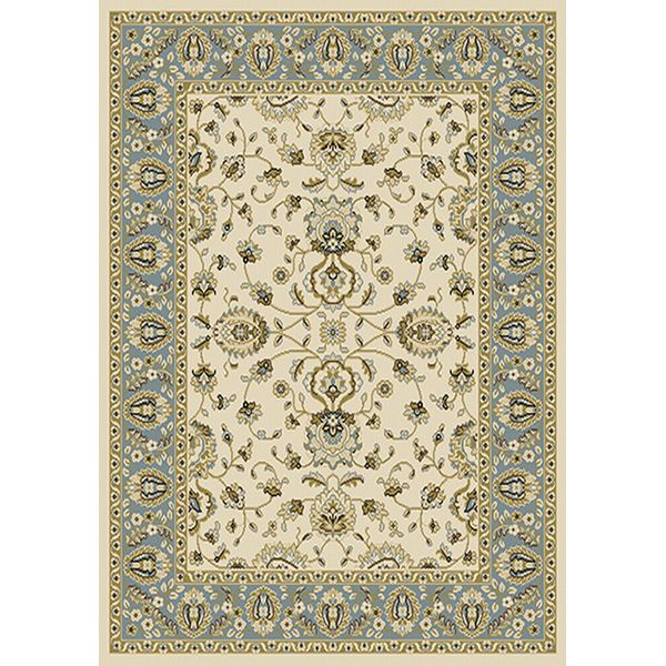 Ivory Oriental Blue Area Rug 5x8 Persien Border Carpet - Actual 5' 2" x 7' 2"