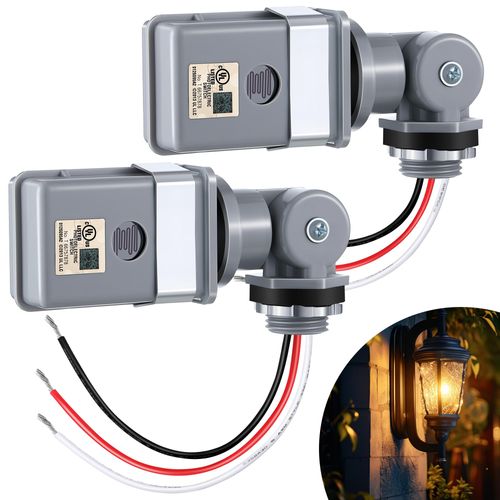 Ceoighe 1 Pack Photocell Sensor for Outdoor Lights, 120VAC 50/60 Hz Photocell IP54 Waterproof, Swivel Mount Photocells, Dusk to Dawn Sensor Photoelectric Switch for Back Yard Lightening